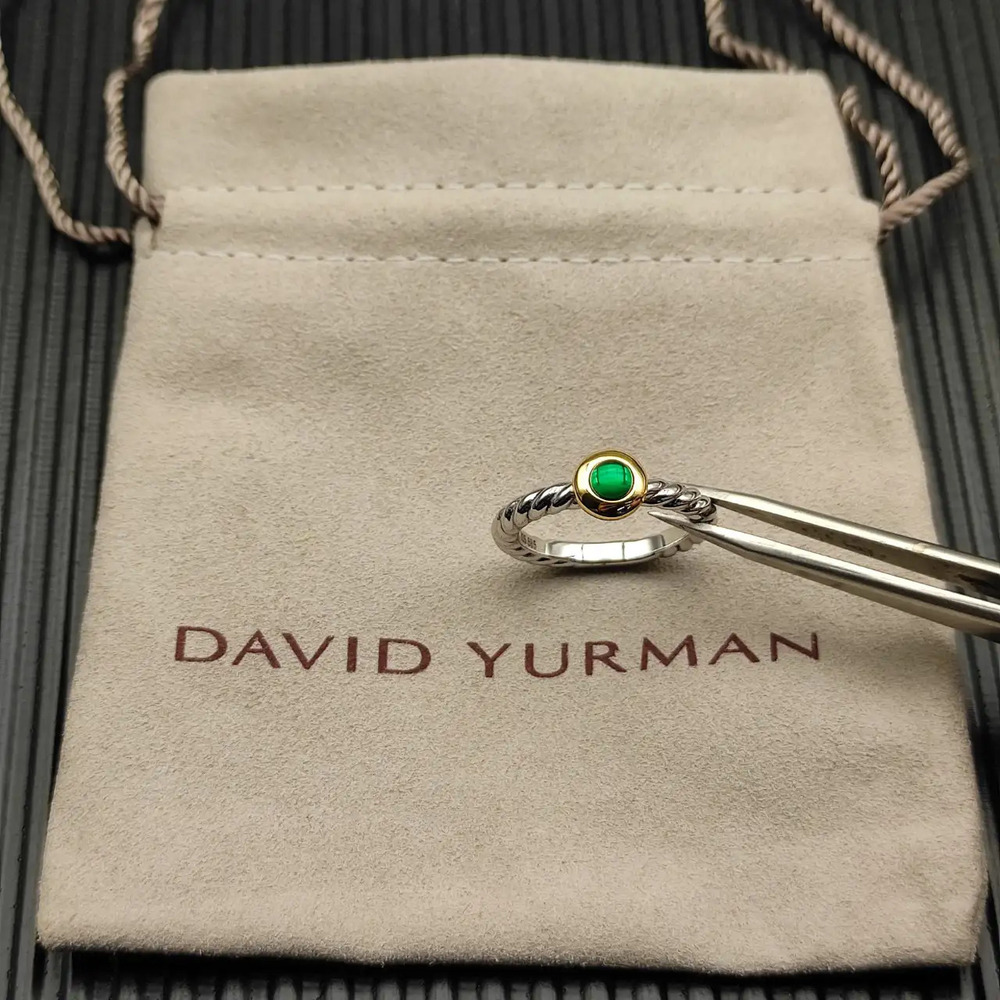 David Yurman Two-tone Petite Cable Chalcedony Ring
